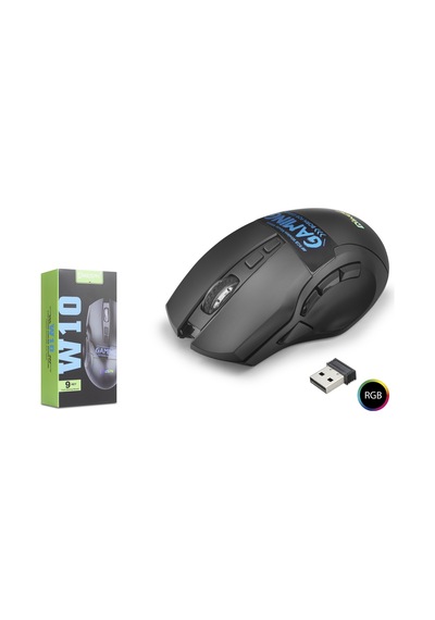 Mkespn W10 Dual Mode Rgb Gaming Mouse 2.4 Ghz Bluetooth 2400 Dpı 9 Tuş Makro 500hz Siyah Diğer