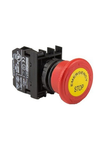 Emas B100ee B Serisi Plastik 1no Acil Stop 40 Mm Çevirmeli Etiketli Kırmızı 22 Mm Buton