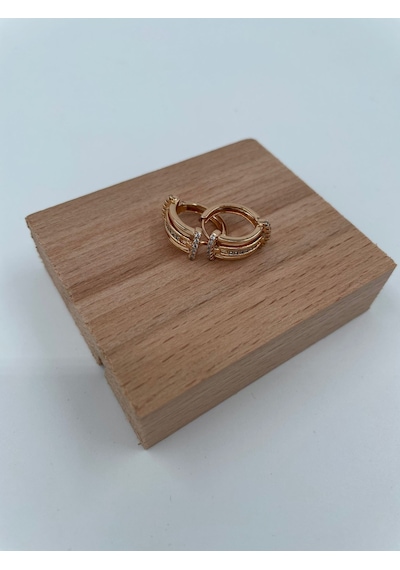 Xbaby Sıra Taşlı Çelik Halka Gold Küpe Gold