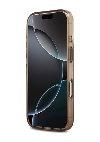 Apple iPhone Uyumlu 18 Pro Max Kılıf Guess Lisanslı M-safeli Iml Peony Ve 4g Desenli Klasik Logolu Kahverengi