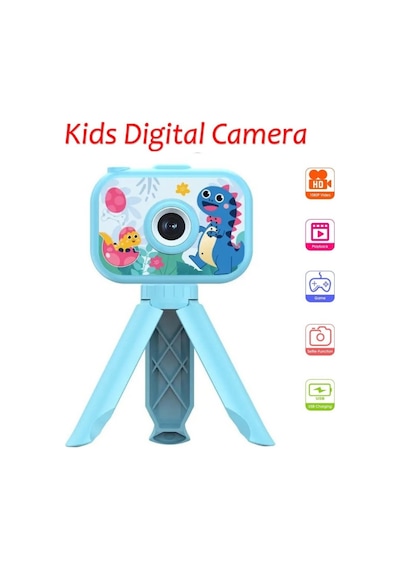 Tripod Ayaklı Dijital Renkli Ekran Çocuk Kamerası 1080p Şarjlı Video Resim Oyun Fotoğraf Makinesi