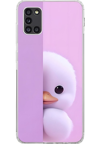 Samsung Galaxy A31 Uyumlu Şeffaf Kılıf 3 Peluş Ördek Tasarımlı