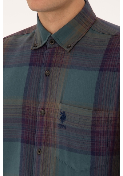 U.s. Polo Assn. Erkek Koyu Yeşil Gömlek Desenli 50308217-vr079 Koyu Yesıl