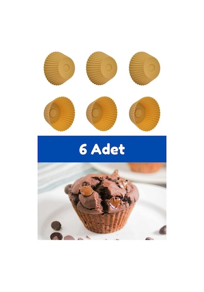 Sarı 6'lı Silikon Mini Browni Kalıbı - Muffin Kalıbı 6 Adet Cupcake Kek Kalıbı Seti Silikon Sarı Diğer