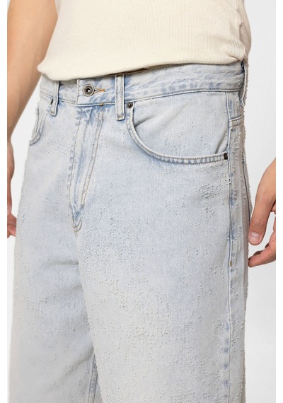 Vamos Oversize Bermuda Denim Şort 40-641 Mavı Renk-2