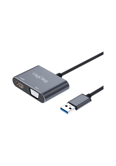 Usb-a To 4k 30hz Hdmı Ve 1080p 60hz Vga Görüntü Çevirici Kablo Çok Renkli
