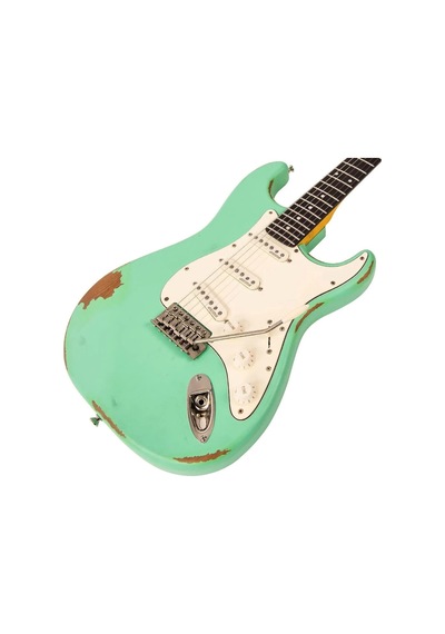 Vintage V6 Icon Elektro Gitar - Distressed Ventura Green