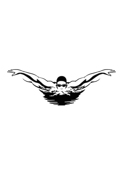 Yüzücü Havuz Spor Araba Sticker Siyah Renk 18Cm