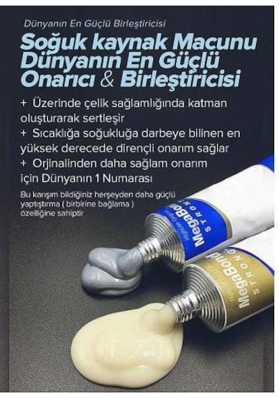Megabond 2+1Pkt Çift Karışım Soğuk Kaynak Macun Yapıştırıcı 60Gr