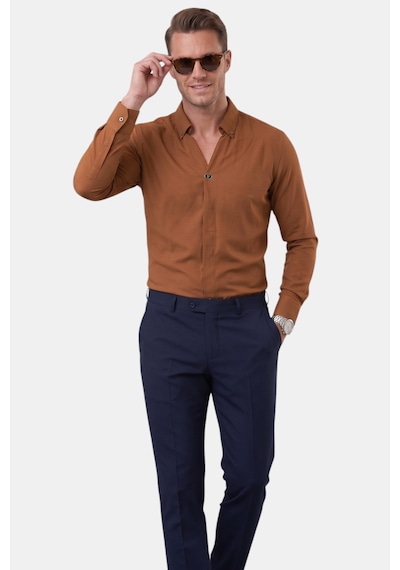 Rizzup Açık Kahve Slim Fit Kolay Ütülenebilir Açık Dik Yaka Likralı Erkek Gömlek 2602615 Açık Kahverengi Rizzup Açık Kahve Slim Fit Kolay Ütülenebilir Açık Dik Yaka Likralı Erkek Gömlek 2602615 Açık Kahverengi
