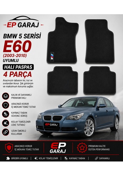 Bmw 5 Serisi E60 2003 2010 Uyumlu Halı Paspas Kalın Tip 4 Parça