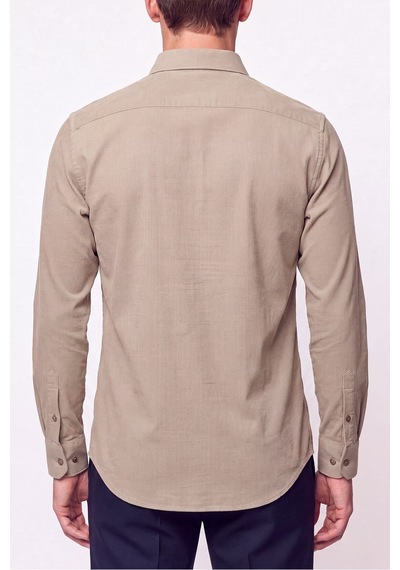 Slim Fit Modal Kumaş Bej Gömlek G 1609