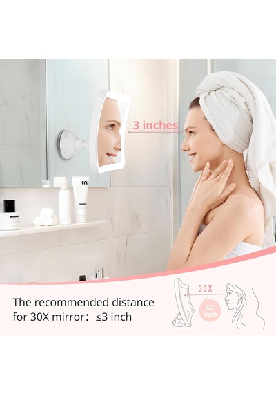 Tr 30x Işıklı Büyüteç Aynası - Işıklı Ve Büyütmeli Yükseltilmiş Şarj Edilebilir Makyaj Aynası, Banyo İç Genel