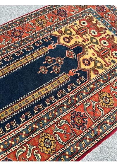 El Dokuma Bünyan Halısı Seccade 93x135 Lacivert Namazlık