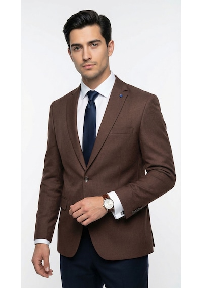 Plus Scorpion Erkek Blazer Ceket Twill Dokuma Likralı Notch Yaka 1 Düğmeli Çift Yırtmaçlı Slim Fit Kahverengi Plus Scorpion Erkek Blazer Ceket Twill Dokuma Likralı Notch Yaka 1 Düğmeli Çift Yırtmaçlı Slim Fit Kahverengi