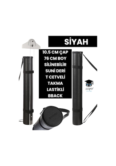 Proje Tüpü Bazuka 10.5 Cm Çap 76 Cm Boy Silinebilir Suni Deri T Cetveli Takma Lastikli Bback