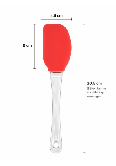 Beylini Silikon Spatula Premium Çok Amaçlı Esnek Uçlu Çıkarılabilir Başlıklı Isıya Dayanıklı Pasta Mutfak Kırmızı