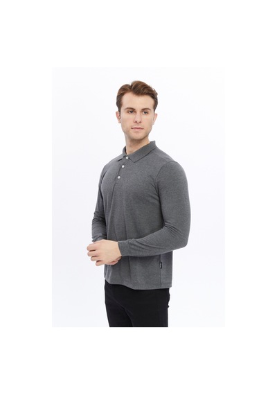 Uniprom Erkek Uzun Kollu Polo Yaka Pamuk Tişört Uzun Kollu T Shirt Antrasit Melanj Antrasit Melanj