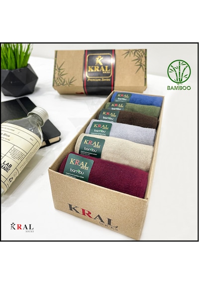 Kral Socks Erkek Çorap 6 Çift Dikişsiz Yazlık Bambu Kısa Patik Kutulu