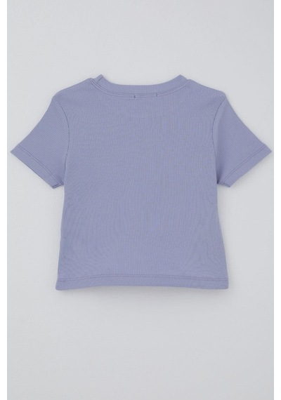 Breeze Kız Çocuk Crop Tişört Fiyonk Arma Detaylı 7-12 Yaş, Açık Lila