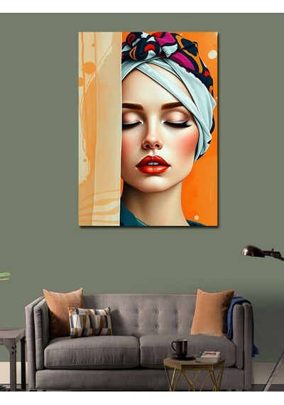 Kanvas Tablo Şık Turbanlı Kadın 50cmx70cm