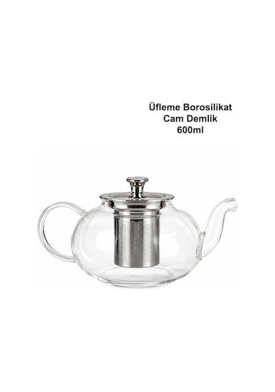 Borosilikat Cam Tek Demlik Bitki Demlik Süzgeçli 600ml Dem104 Şeffaf