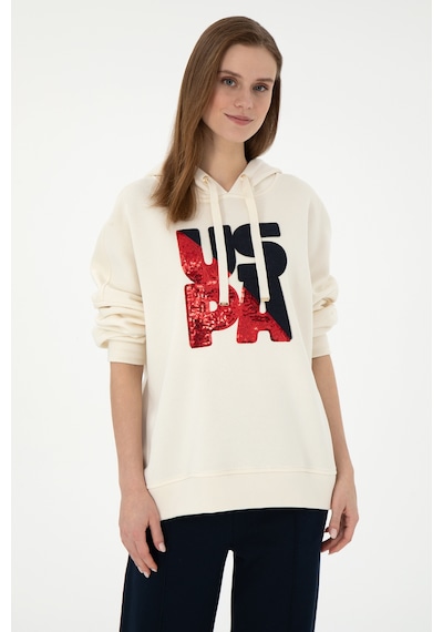 U.S. Polo Assn. Kadın Krem Kapüşonlu Sweatshirt 50292353-VR071