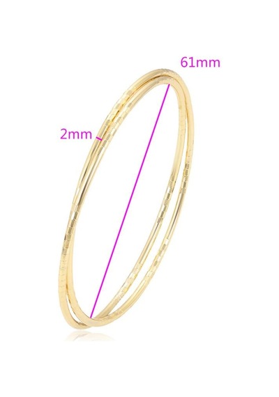 İkili İnce Dokulu Minimalist 14 Ayar Altın Rengi Kaplama Halka Kadın Bilezik Gold