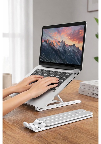 Alüminyum Laptop Standı 7 Kademeli Ayarlı Katlanabilir Tablet Tutucu Ergonomik 26 Cm