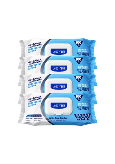 Deep Fresh Yüzey Temizlik Havlusu 100 Lü Beyaz Sabun Kokulu 4 Lü