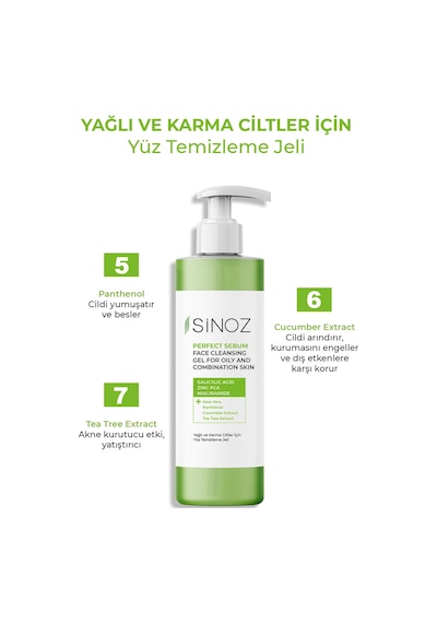 Sinoz Yağlı ve Karma Ciltler İçin Yüz Temizleme Jeli 400 ML