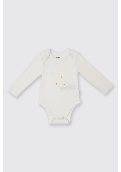 Panço Kız Bebek Uzun Kollu Ekru Body Krem 2421GN03002