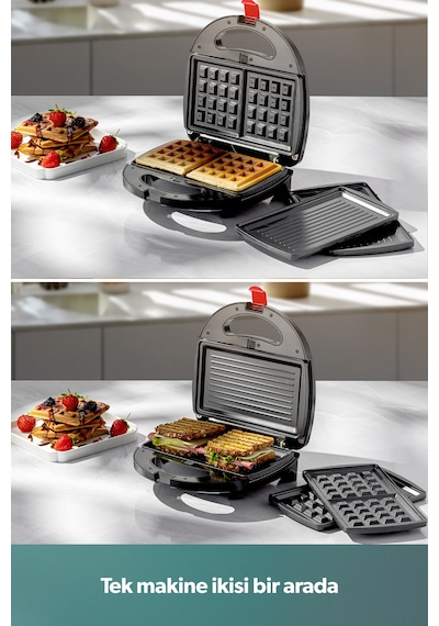Homend Toastbuster 1325H Çıkarılabilir Waffle Plakalı Tost Makinesi