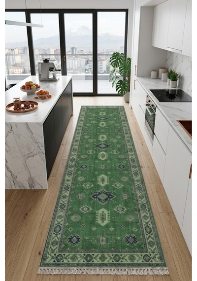 Dekoratif Halı Kaymaz Taban Leke Tutmaz Yıkanabilir Kilim Özel Ölçü Salon Halısı 3025-1 Çok Renkli