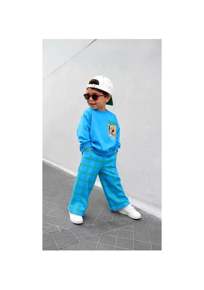 Poala Kids Cartoon Zebra Takım Mavi