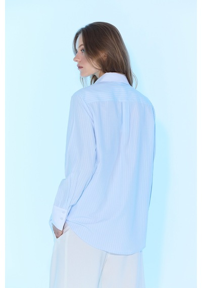Sagaza Studio Ss6025 Selita Oversıze Gömlek Bebe Mavisi