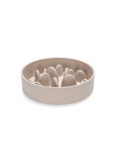Beeztees Dbl Köpek Yavaş Besleme Mama Kabı, Bambu, Bej, 17cm, 800