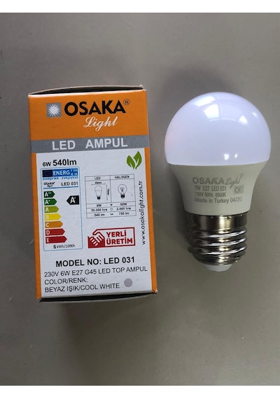 5 Adet Osaka 6w 50w 540 Lümen E 27 Top Ampül 6500k Beyaz 45mmx75