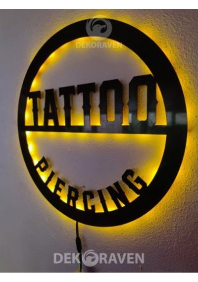 Tattoo & Piercing Led Işıklı Tablo-İç Mekan Tabela
