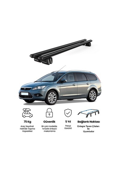 Pençe Ford Focus Wagon 2008-2011 Uyumlu Siyah Ara Atkı Port Bagaj Tavan Barı