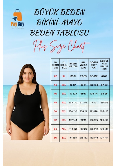 Ersefa Konforlu Plus Size Mayo Tasarım Büyük Beden Esnek Kumaş Ergonomik Siyah