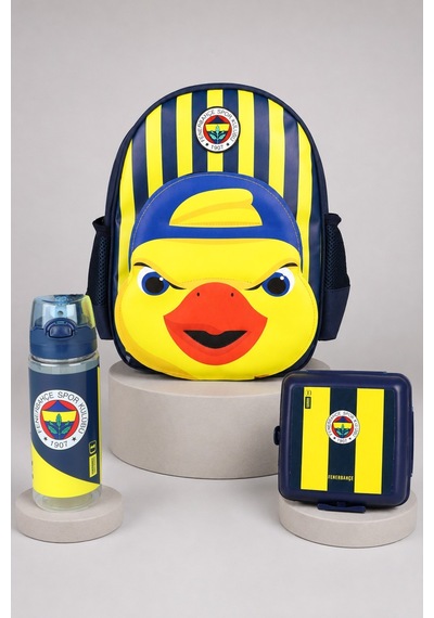 X Dekomus Lisanslı Fenerbahçe Yellow Collection 3d Baskılı Küçük Boy Anaokul Çantası,beslenme Kabı Ve 500 Ml Matara Seti Altın