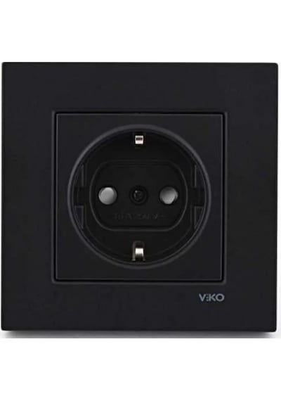 Viko Novella Siyah Çocuk Korumalı Çerçeveli Topraklı Priz