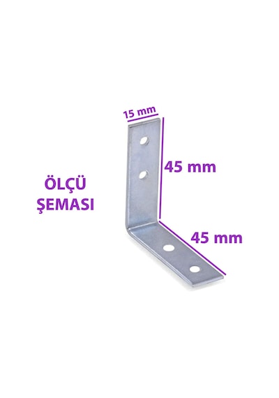 12 Adet Mobilya Eşya Dolap Duvar Sabitleyici Köşe Bağlantı L Demir Gönye Deprem Güvenliği 45x45x15mm