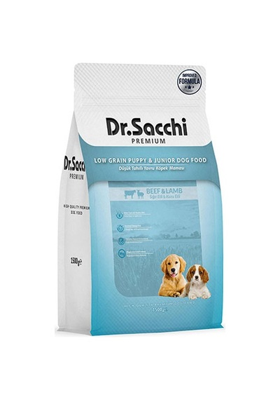 Dr. Sacchi Premium Sığır Etli ve Kuzu Etli Düşük Tahıllı Yavru Köpek Maması 1500 G