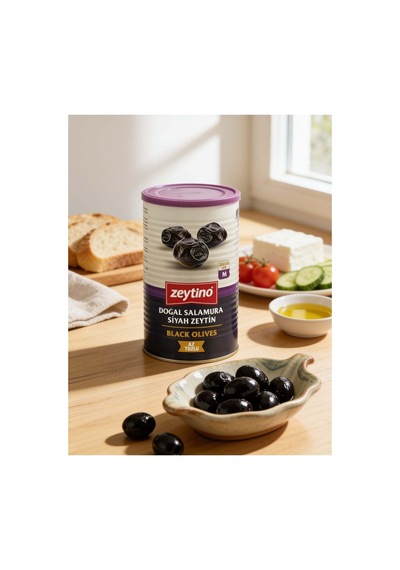 Doğal Salamura Gemlik Siyah Zeytin 800 Gr 261/290 M Az Tuzlu