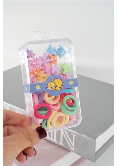 Çoçuk Plastik Ve Lastik Havlu Kutulu Toka Seti-5099 Mavi