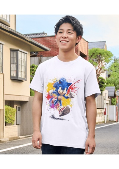 Alpşan Ticaret Kirpi Sonic Çocuk Tişört Sonic Unisex Yetişkin Tişört Beyaz