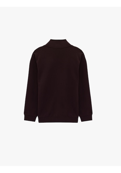 Koton Pamuklu Uzun Kollu Oversize Dik Yaka Yarım Fermuarlı Sweatshirt Bordo Şarap 6sam70009nk Bordo - Şarap