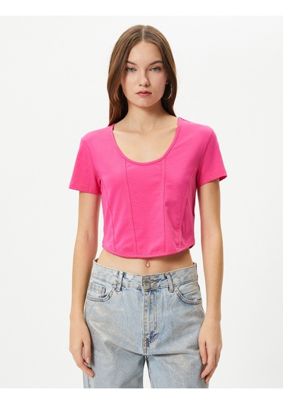 Koton Crop Tişört Korse Görünümlü Dar Kalıp Kısa Kollu U Yaka Pamuklu Fuşya 4sal10048ık 4SAL10048IK303 Fuşya Koton Crop Tişört Korse Görünümlü Dar Kalıp Kısa Kollu U Yaka Pamuklu Fuşya 4sal10048ık 4SAL10048IK303 Fuşya